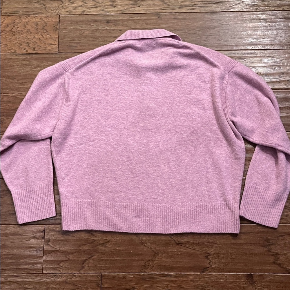 J.Crew Collared Polo Sweater in Supersoft Yarn Heather Heliotrope Size L - Picture 8 of 8